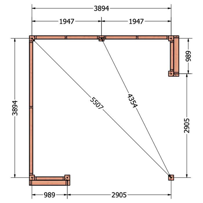 Buitenverblijf Capri - 425x425cm links