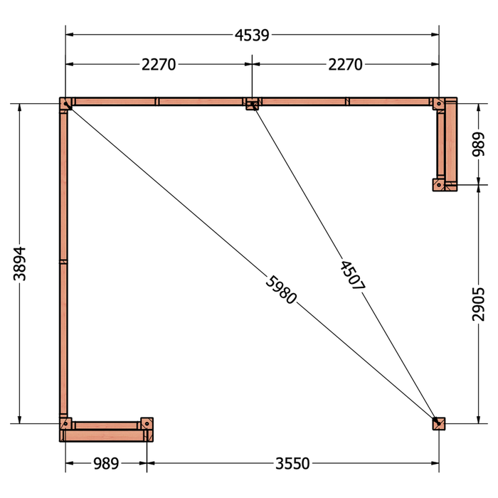 Buitenverblijf Capri - 490x425cm links