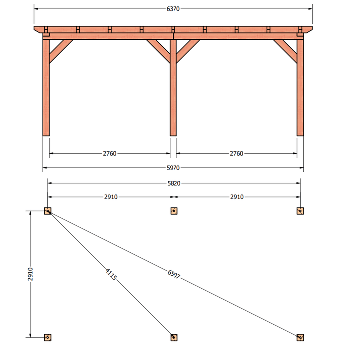 plattegrond douglas overkapping 635x345cm