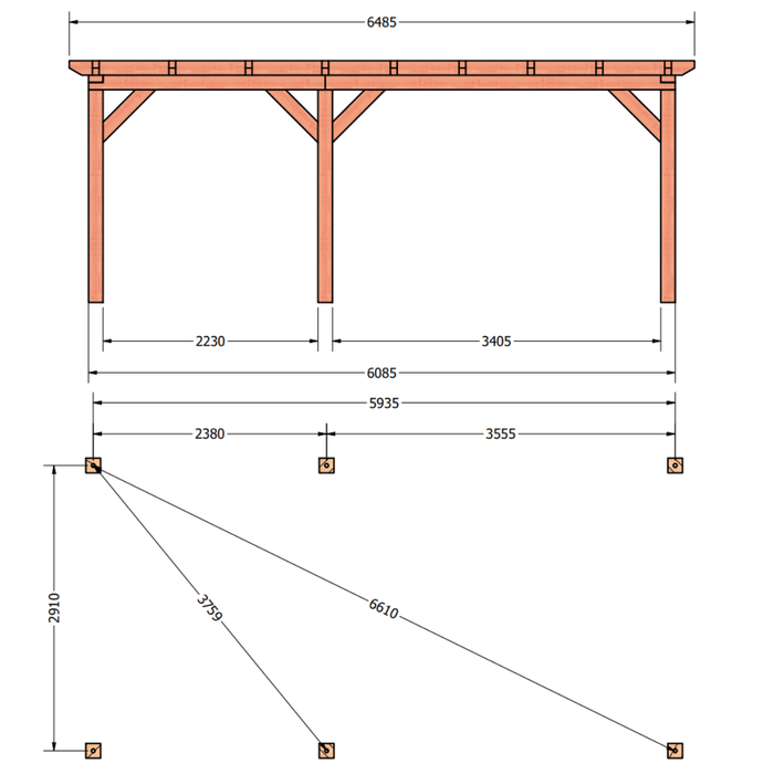 plattegrond douglas overkapping 650x345cm