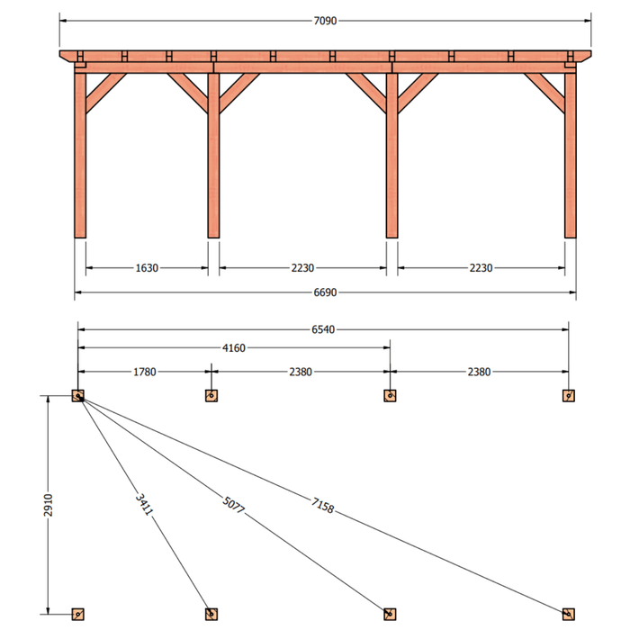 plattegrond douglas overkapping 710x345cm