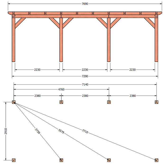 plattegrond douglas overkapping 770x345cm