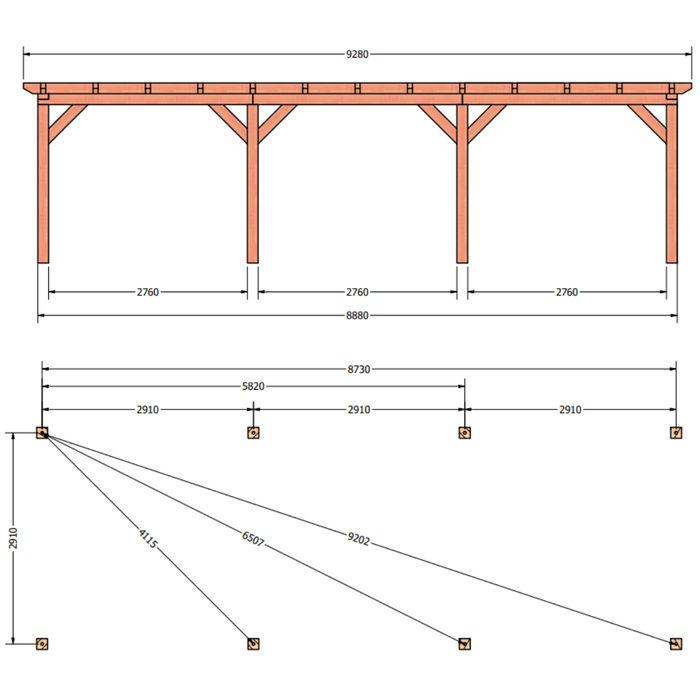 plattegrond douglas overkapping 930x345cm