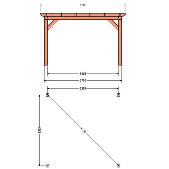 plattegrond douglas overkapping 410x410cm