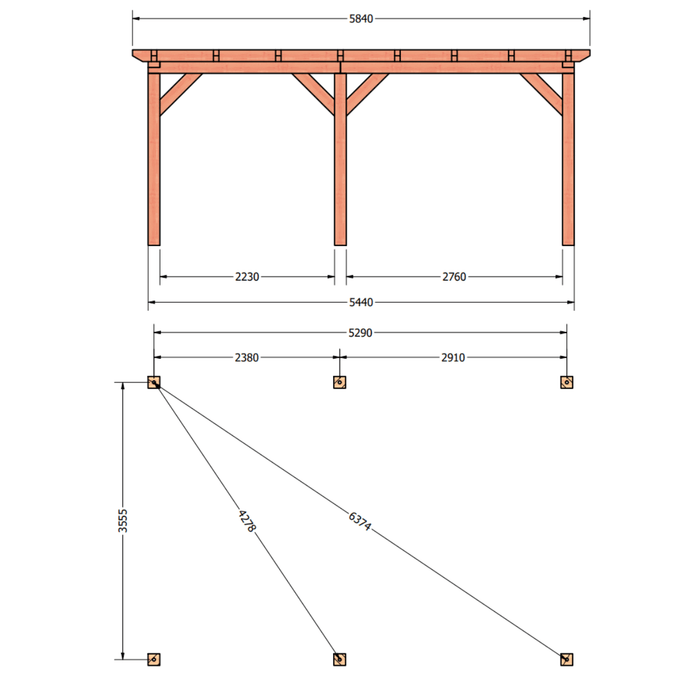 plattegrond douglas overkapping 585x410cm