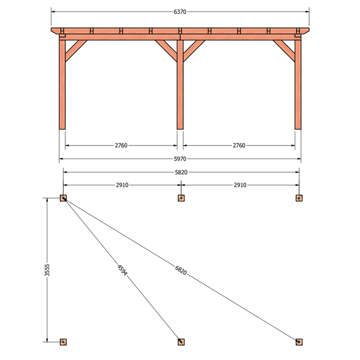 plattegrond douglas overkapping 635x410cm