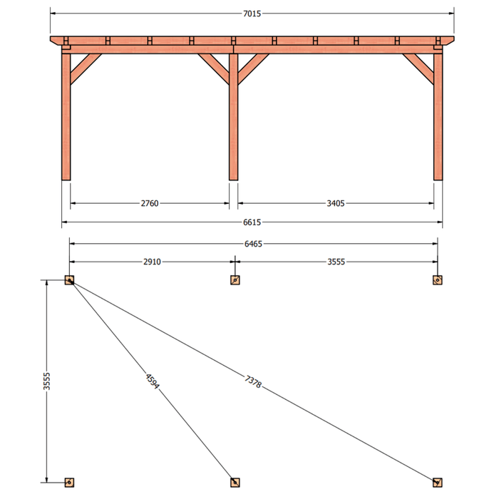 plattegrond douglas overkapping 700x410cm