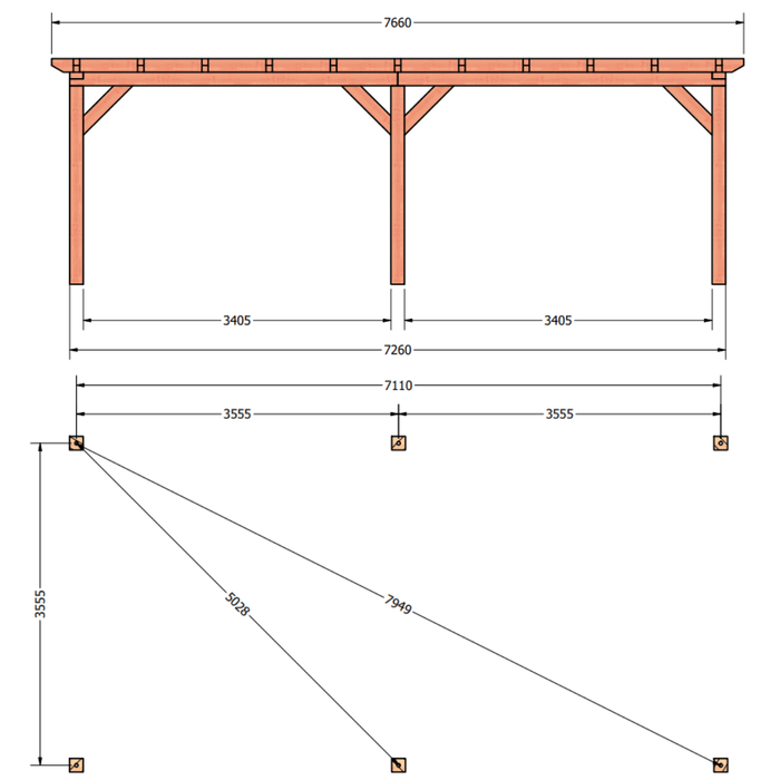 plattegrond douglas overkapping 765x410cm