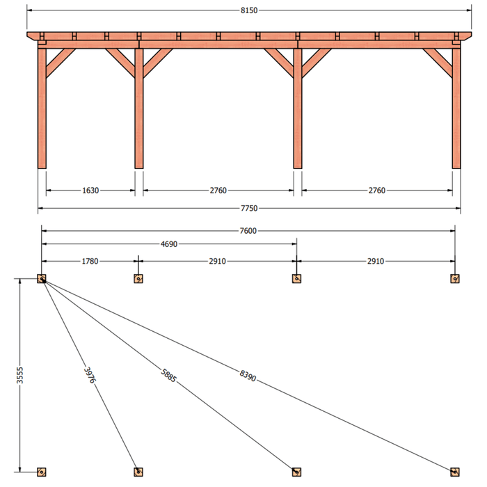plattegrond douglas overkapping 815x410cm