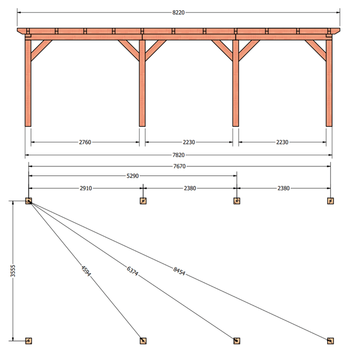 plattegrond douglas overkapping 820x410cm