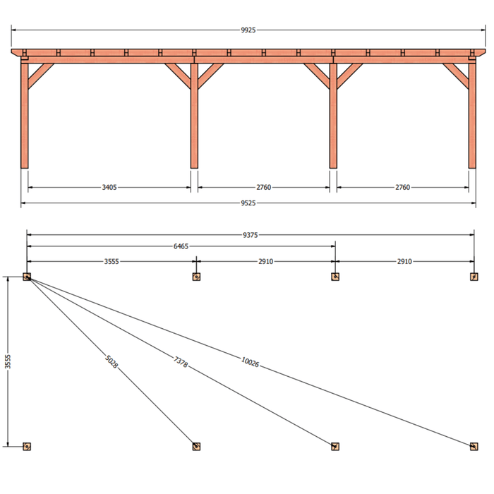 plattegrond douglas overkapping 990x410cm