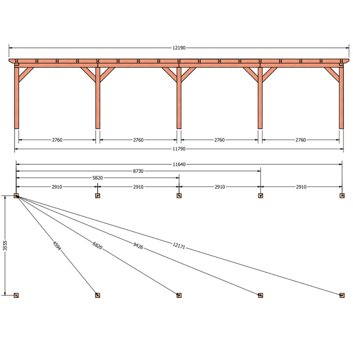 plattegrond douglas overkapping 1220x410cm