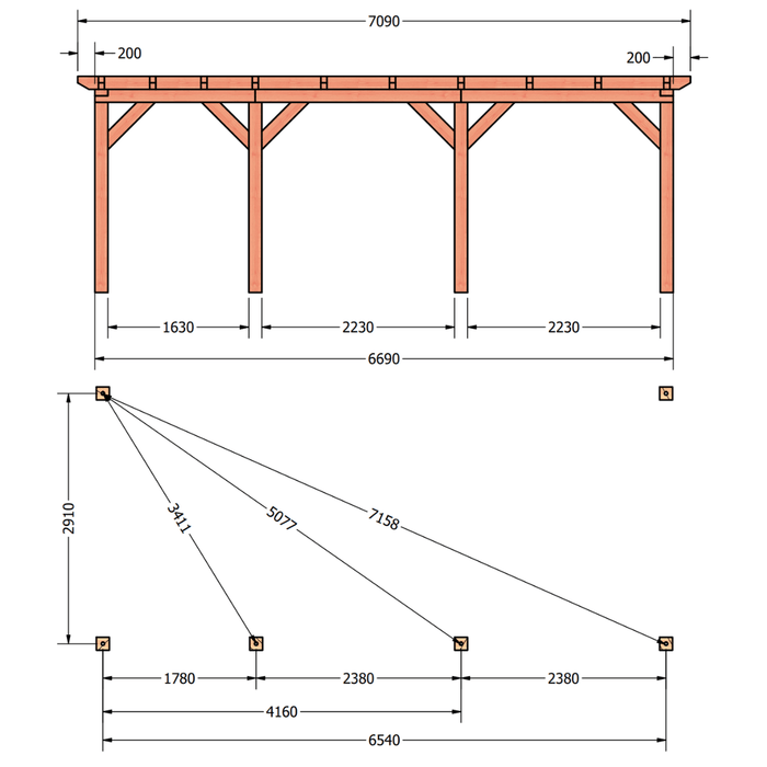 Douglas Aanbouwveranda bouwpakket tekening