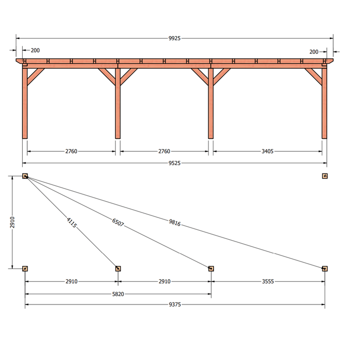 Douglas veranda bouwpakket plattegrond