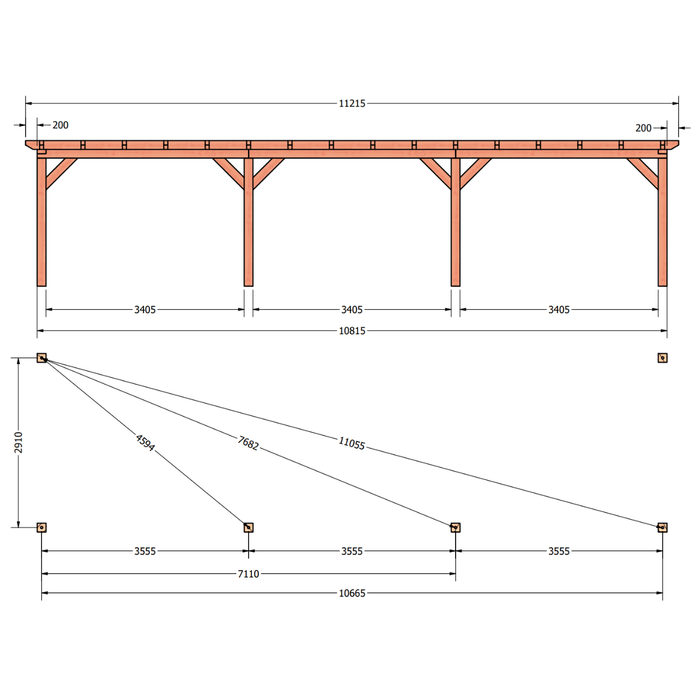 Douglas veranda bouwpakket plattegrond