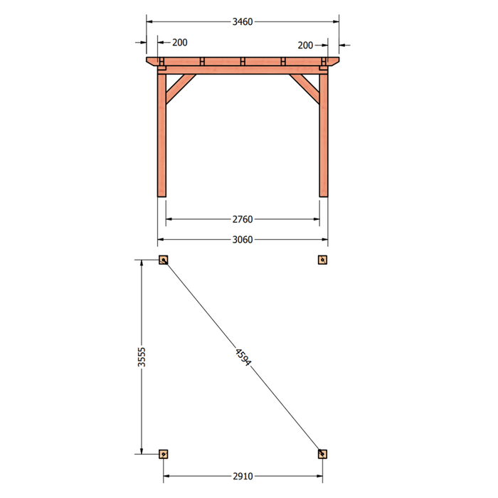 Douglas Aanbouwveranda Constructie plattegrond