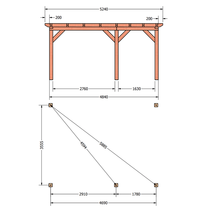 Douglas Aanbouwveranda Constructie tekening