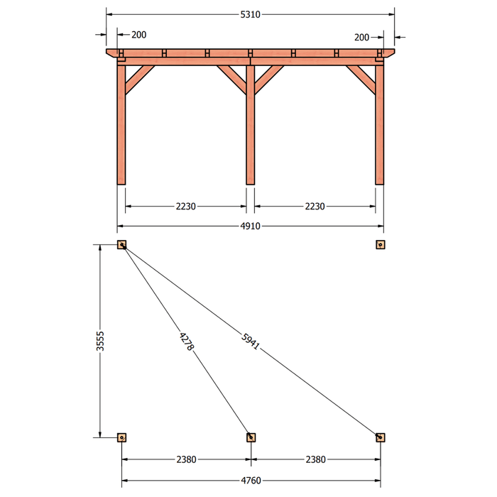 Douglas veranda Constructie plattegrond