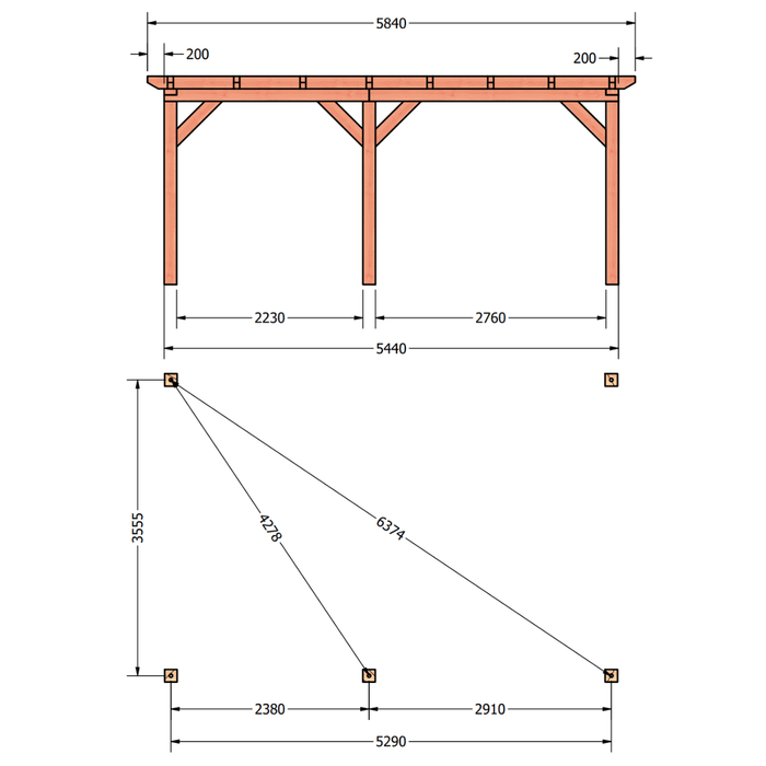 Douglas veranda Constructie tekening