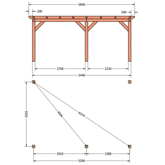 Douglas veranda Constructie plattegrond