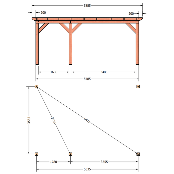 Douglas veranda Constructie tekening
