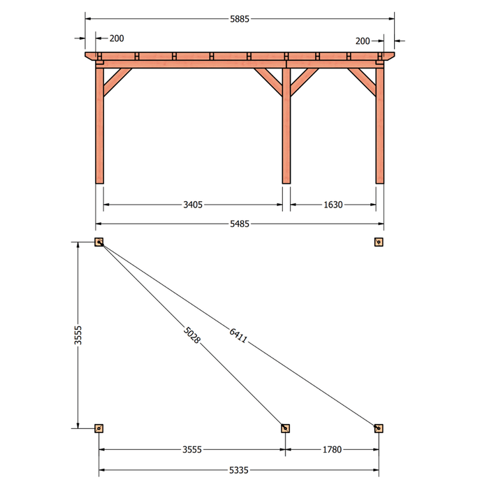 Douglas veranda Constructie plattegrond