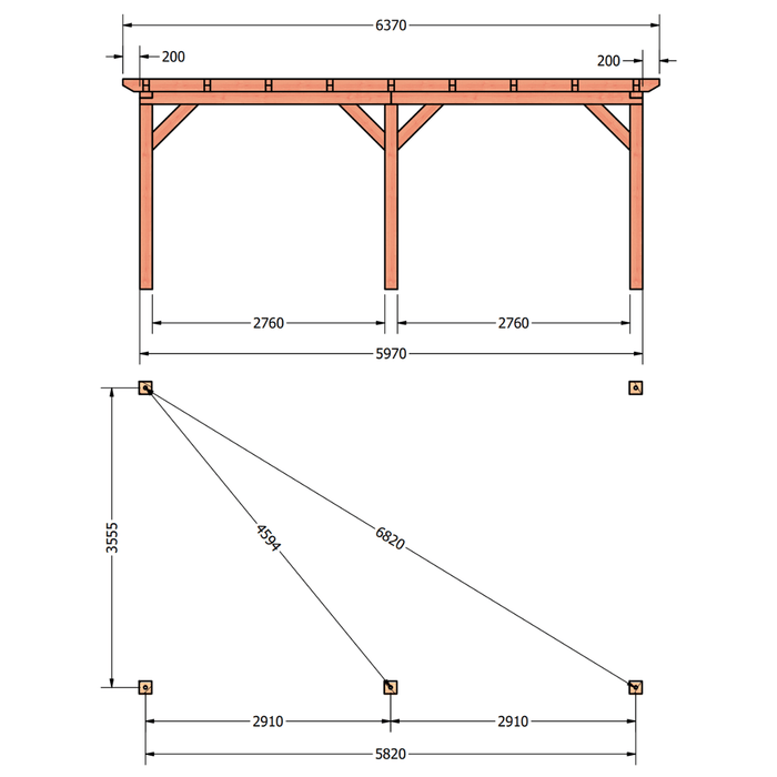 Douglas veranda Constructie tekening