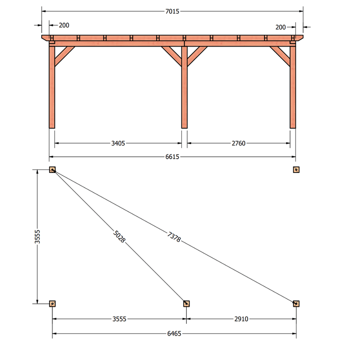 Douglas veranda bouwpakket plattegrond