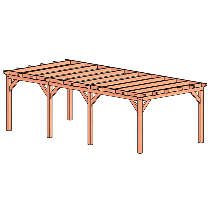 Bouwpakket douglas aanbouwveranda constructie 780x370cm