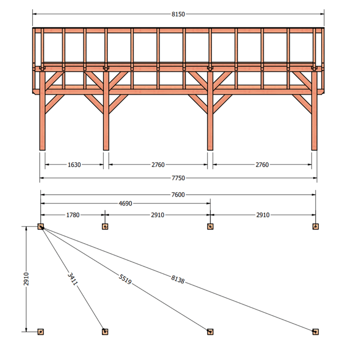 tekening Douglas Kapschuur - 815x305cm