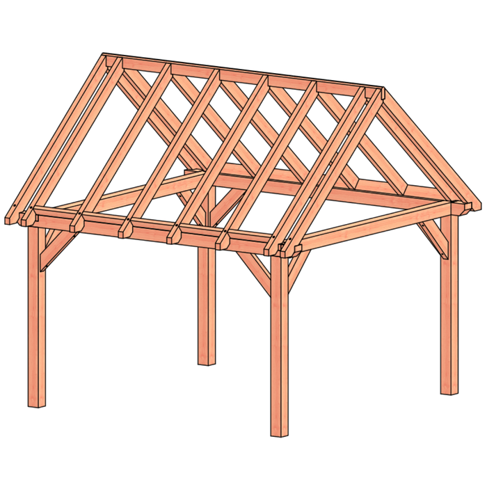 Douglas Zadeldak constructie - 410x370cm
