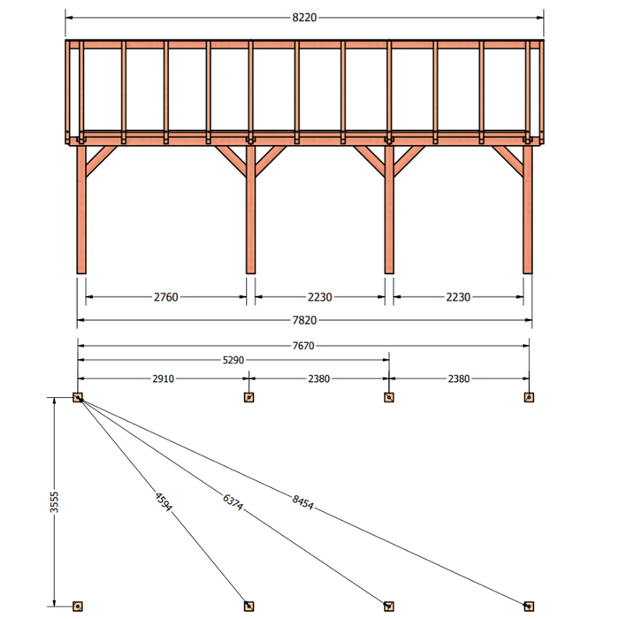 tekening Douglas zadeldak constructie
