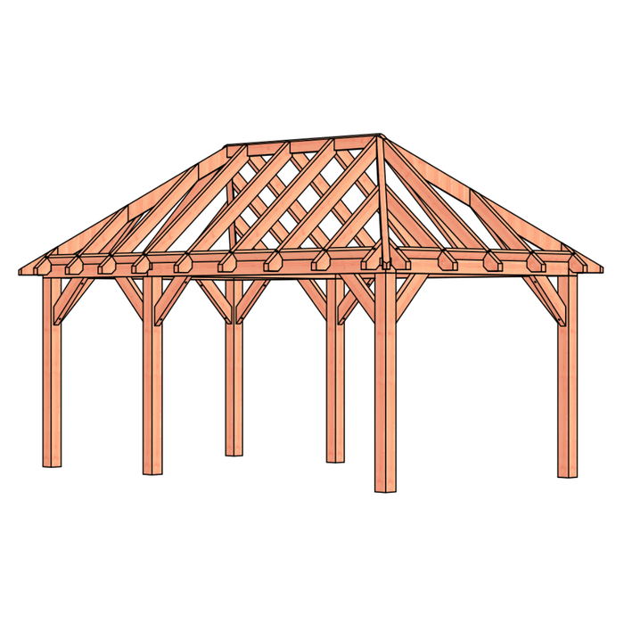 bouwpakket douglas schuur schilddak constructie 550x306cm