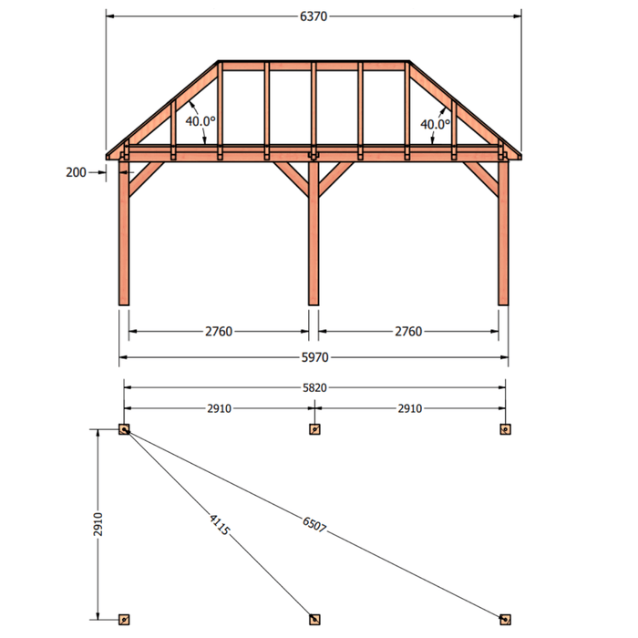 douglas schuur schilddak constructie 600x306cm afmetingen