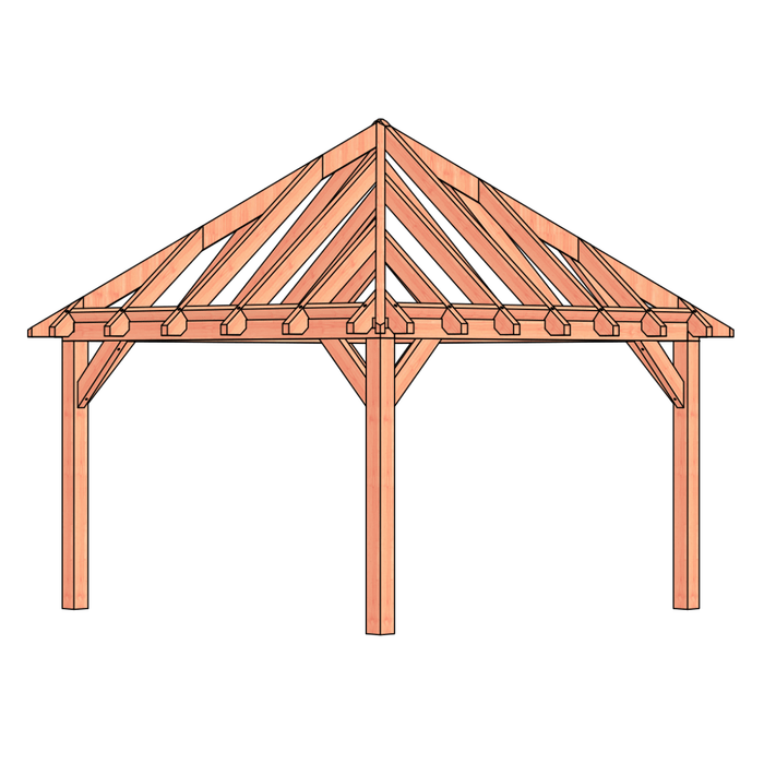 bouwpakket douglas schilddak constructie 370x370cm