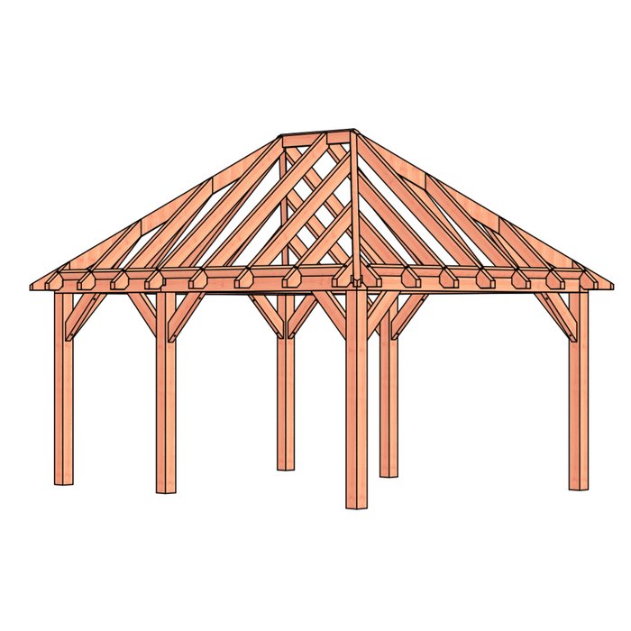 bouwpakket douglas schilddak constructie 485x370cm