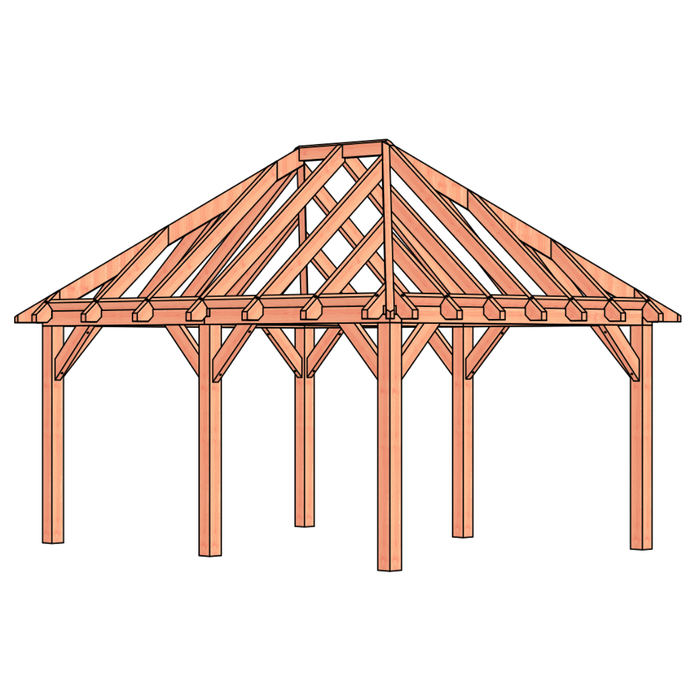 bouwpakket douglas schilddak constructie 490x370cm