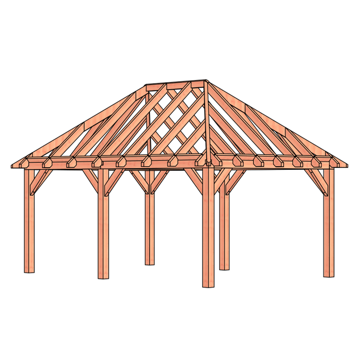 bouwpakket douglas schilddak constructie 545x370cm