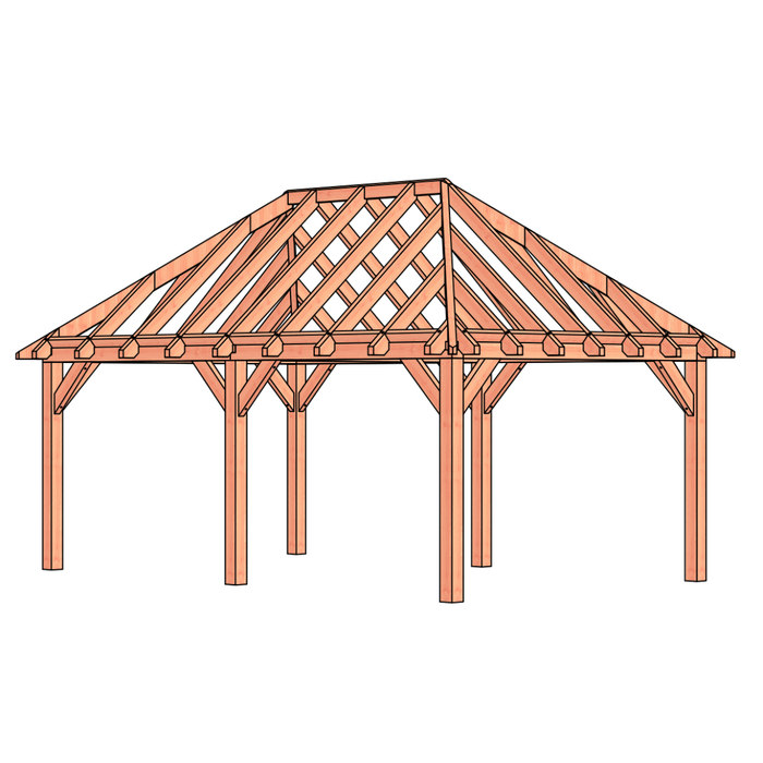 bouwpakket douglas schilddak constructie 595x370cm