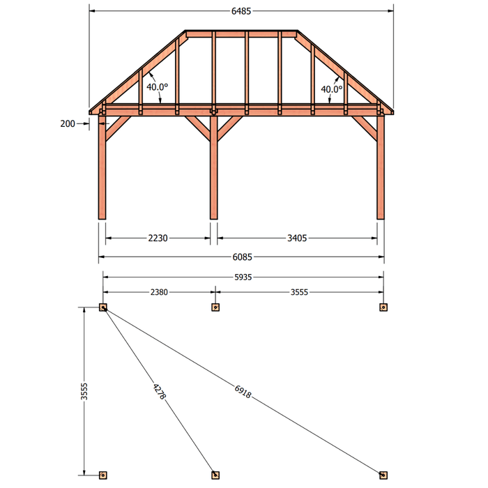 douglas schilddak constructie 610x370cm afmetingen