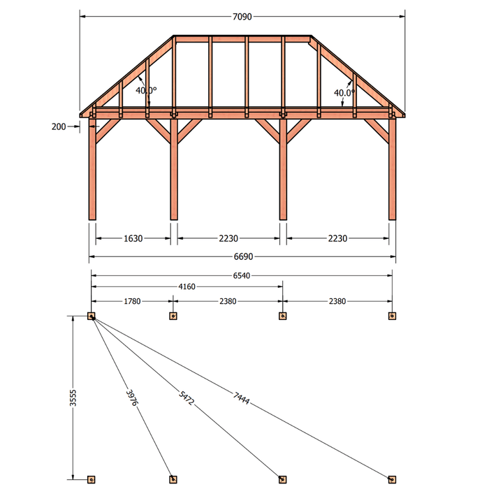 douglas schilddak constructie 670x370cm tekening