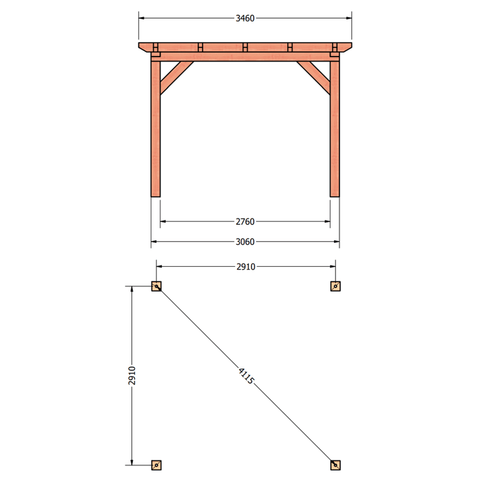 plattegrond douglas overkapping 345x345cm