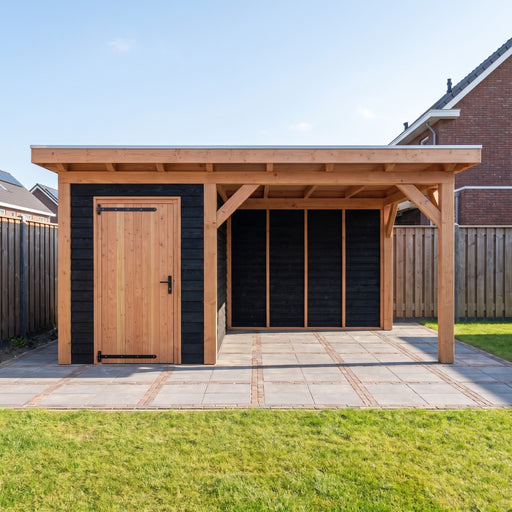 Douglas Overkapping Landelijk Zwart - 485x305cm - Volledig op Maat - sfeerfoto