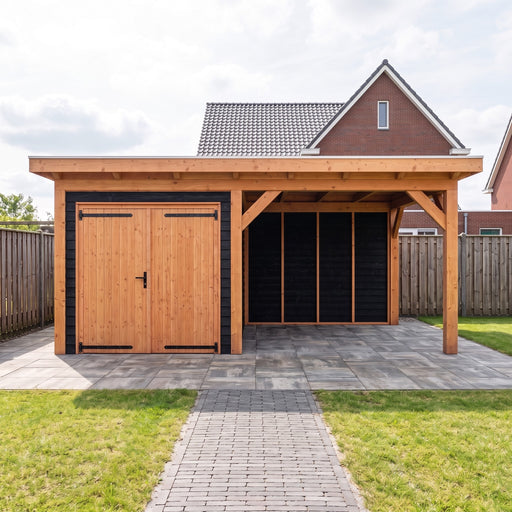 Douglas Overkapping Landelijk Zwart - 545x305cm - Volledig op Maat - sfeerfoto