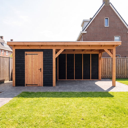 Douglas Overkapping Landelijk Zwart - 610x305cm - Volledig op Maat - sfeerfoto