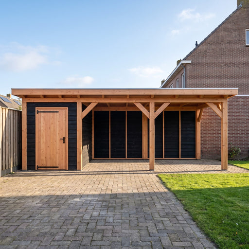Douglas Overkapping Landelijk Zwart - 670x305cm - Volledig op Maat - sfeerfoto