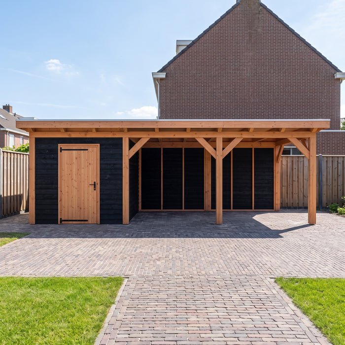 Douglas Overkapping Landelijk Zwart - 730x305cm - Volledig op Maat - sfeerfoto