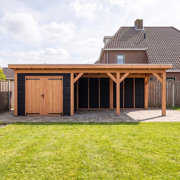 Douglas Overkapping Landelijk Zwart - 780x305cm - Volledig op Maat - sfeerfoto