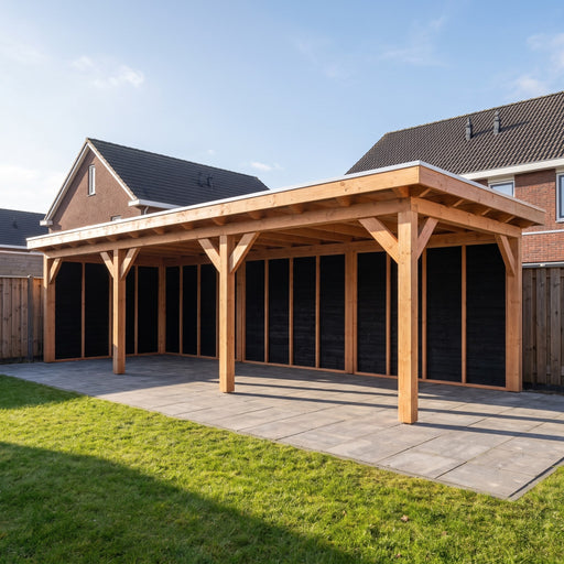 Douglas Overkapping Landelijk Zwart - 890x305cm - Volledig op Maat - sfeerfoto