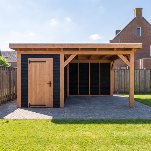 Douglas Overkapping Landelijk Zwart - 485x370cm - Volledig op Maat - sfeerfoto
